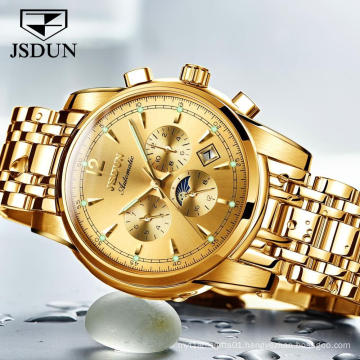 Men Watch Top Luxury Brand JSDUN 8750 Men Automatic Mechanical WristWatch  Chronograph Stainless Steel Band Business Clock